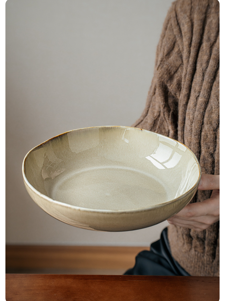 Nostalgiczne nieregularne ceramiczne miski na warzywa Specjalne talerze Miski na makaron Piec zmieniony naczynia_voghion.com
