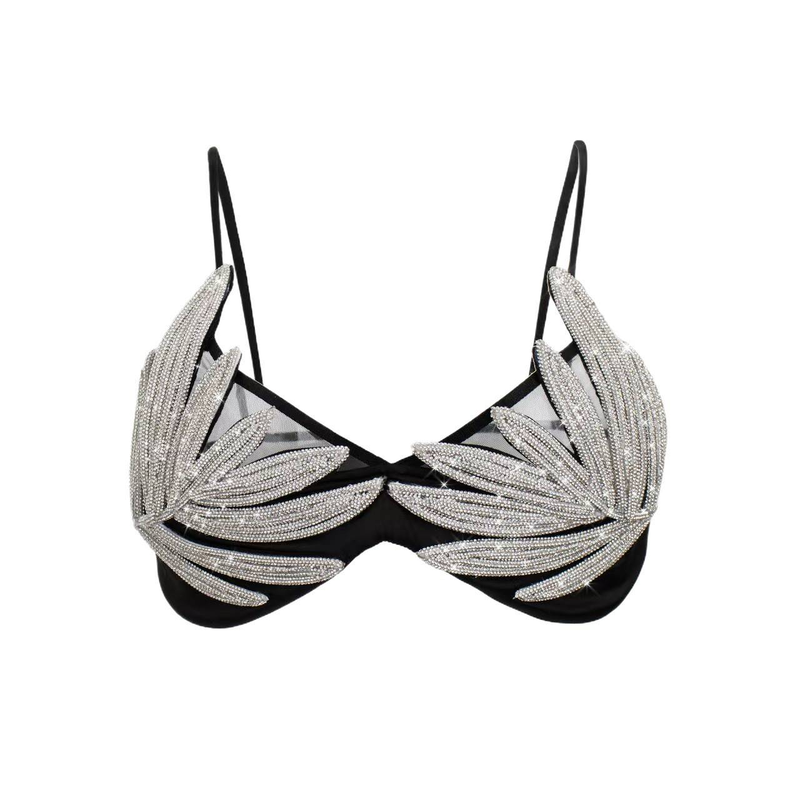 Sexy Black Mesh Corset Top With Silver Rhinestones – Elegant Stage & Party Bustier (S-L)_voghion.com