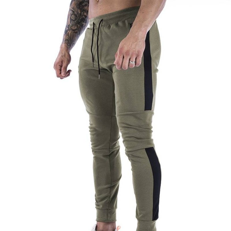 Erkek Performans Eşofman Altı - Kontrast Dikişli Slim Fit Spor Koşu Pantolonu (Siyah/Koyu Gri/Ordu Yeşili, S-XXL, Nem Emici ve Nefes Alabilir)_voghion.com