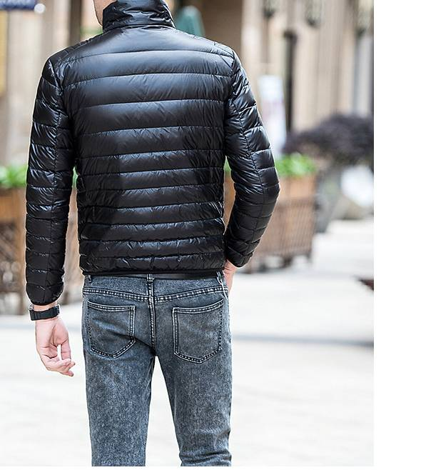 Herren Slim-Fit Daunenjacke mit Stehkragen – Leichter Wintermantel mit Polyester-Außenmaterial (Schwarz/Burgund/Marineblau)_voghion.com