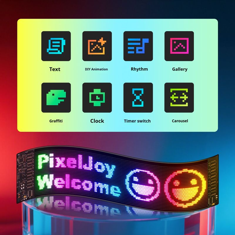 Display LED per finestrini auto Bluetooth K6 - Schermo flessibile da 16x64/16x96 pixel, testo ed emoji personalizzati, alimentazione tramite USB da 5 V, universale per tutti i veicoli_voghion.com
