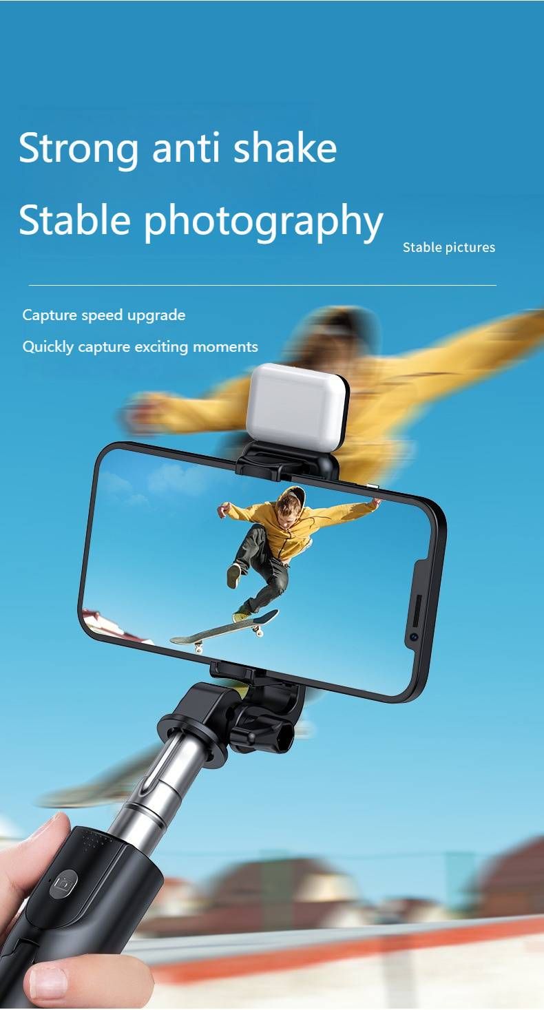 Selfie stick rotante a 360° con telecomando Bluetooth - Treppiede estensibile da 1,7 m e supporto per vlogging per streaming live_voghion.com