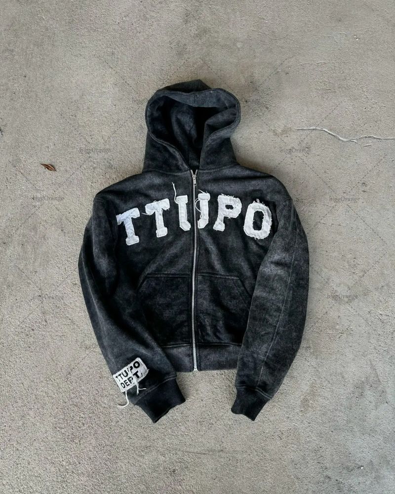 Retro High Street Y2K Trendy Brand Letter Printing Casual Couple Sweater Hooded Cross Border_voghion.com
