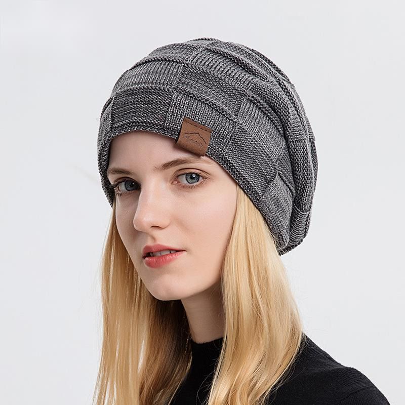 9875 Autumn/Winter Plush Mixed Color Versatile Woolen Knitted for Warm Fashion Pullover Winter Women's Hat_voghion.com