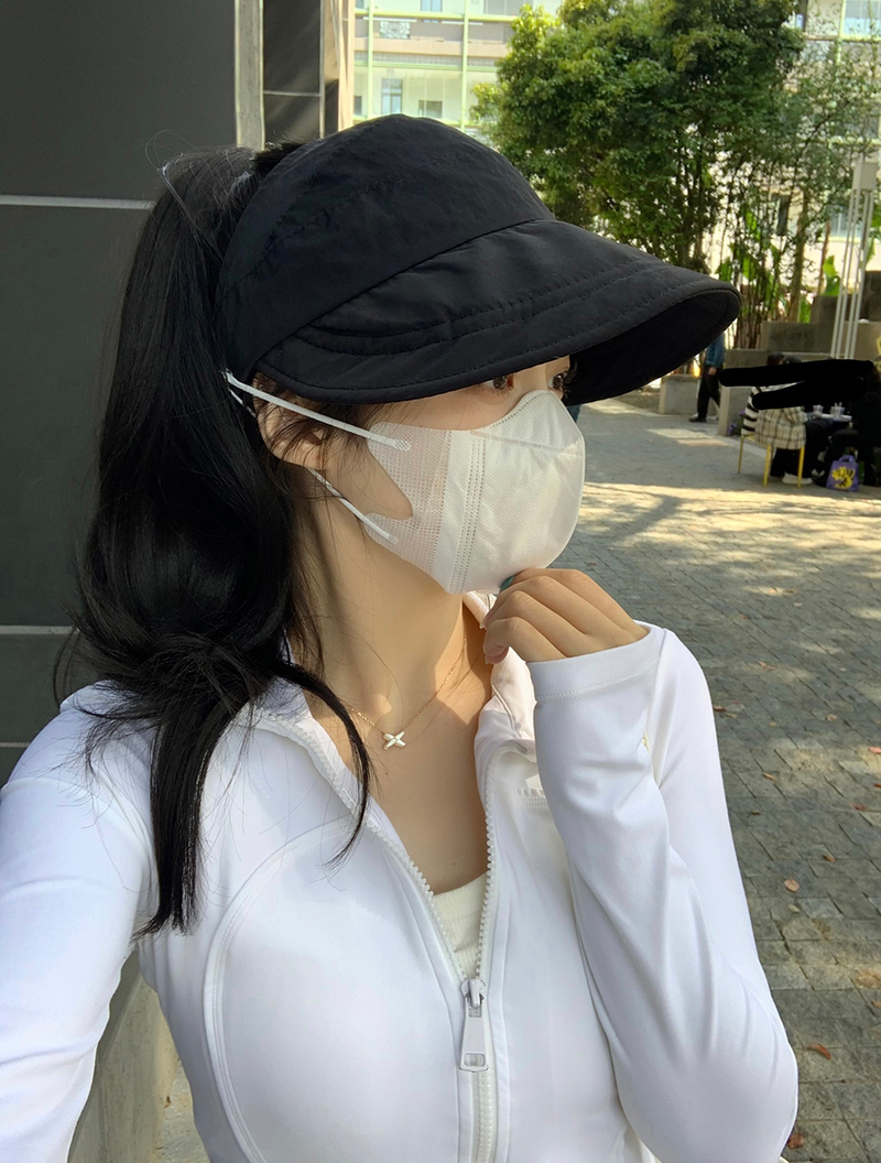 Adjutable Fiherman Cap Women Outdoor Beach Bucket Hat Summer UV Protection Ponytail Sunhat Foldable Vior Panama_voghion.com
