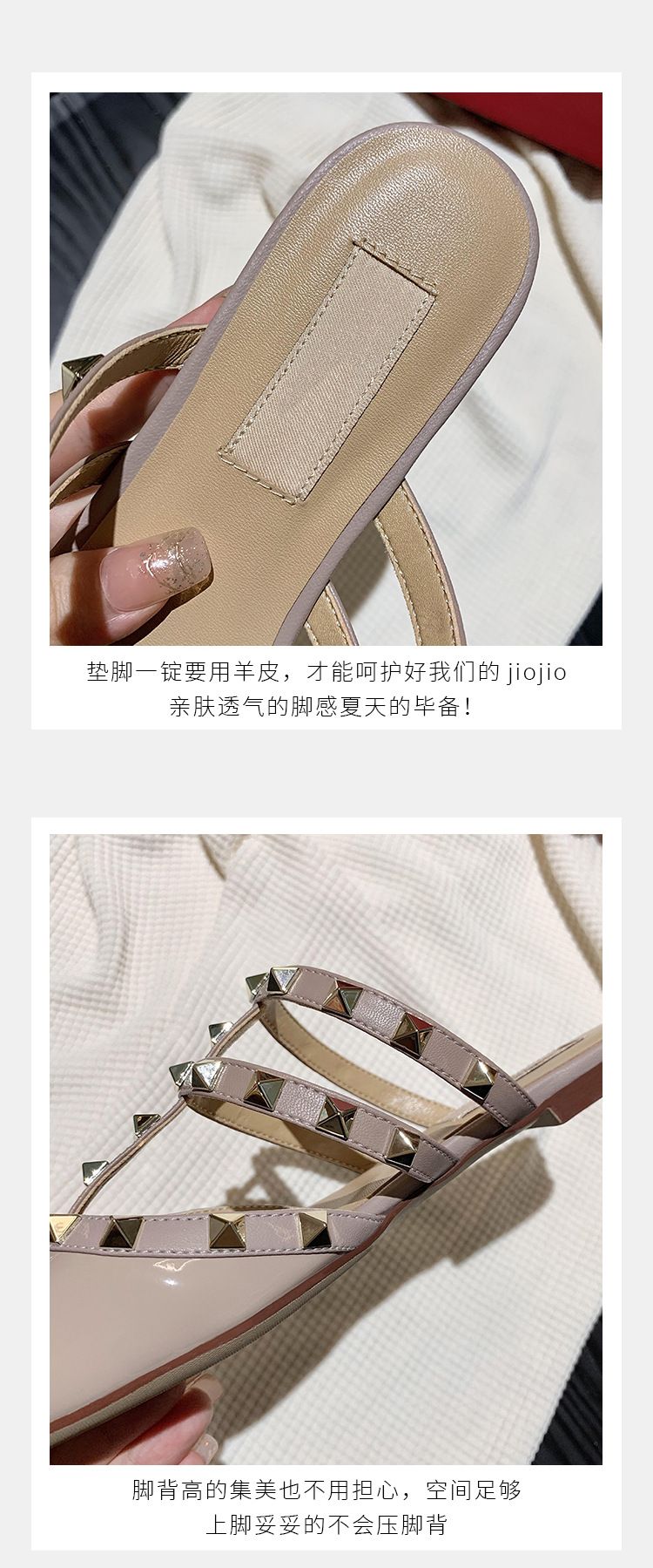 Pantofole a punta Baotou di alta qualità per donna, 2025, nuovi capispalla estivi, con rivetti di alta qualità francesi, supporto a metà gamba._voghion.com