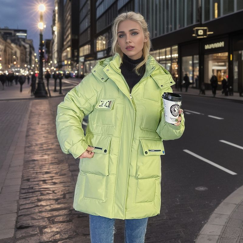 Damen Warme Jacke Wattierte Jacke im langen Winter Neue Dicke Winddichte Warme Wattierte Jacke Ausländische Luft Wattierte Jacke_voghion.com
