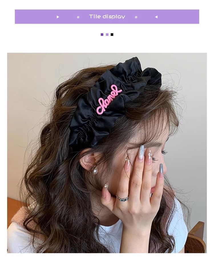 Faixa de cabeça plissada com borda larga, faixa de cabeça para lavagem facial feminina, faixa de cabeça premium sensível à pressão, pacote de cabeça alta_voghion.com