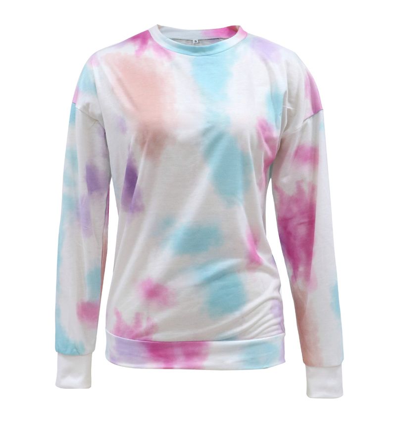 Nuova felpa lavorata a maglia, abito tie-dye a maniche lunghe, maglietta da donna, primavera e autunno_voghion.com