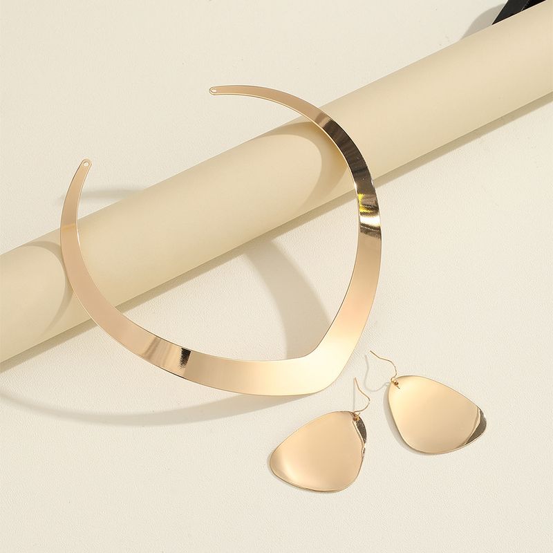 Collier ouvert, collier exagéré en métal à la mode, ensemble de boucles d'oreilles, usine de bijoux pour femmes_voghion.com