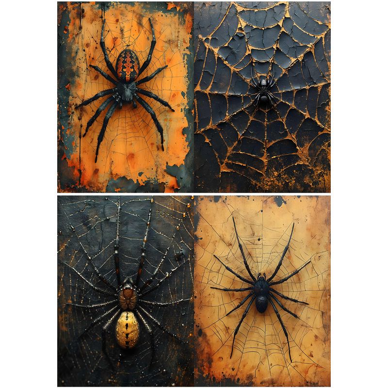 Dark Gothic Spider Web Pattern Scrapbook Paper - 10 Sheets Set For Journaling, Collage, And Decorative Arts_voghion.com