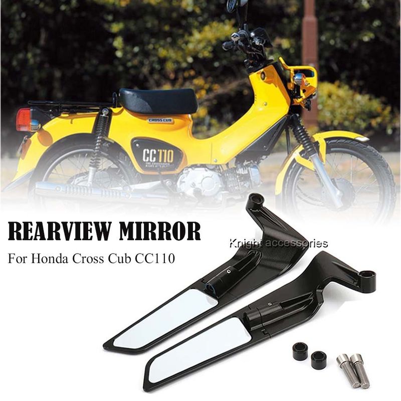 CC110 For Honda Cross Cub CC110 Universal New Motorcycle Wind Wing Adjustable Rotating Rearview Mirror_voghion.com