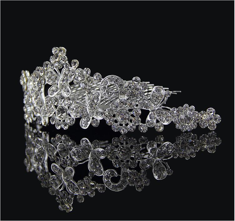 HG0166 Produttore di gioielli da sposa all'ingrosso in stile coreano farfalla volante in lega di strass corona ornamento per capelli corona_voghion.com