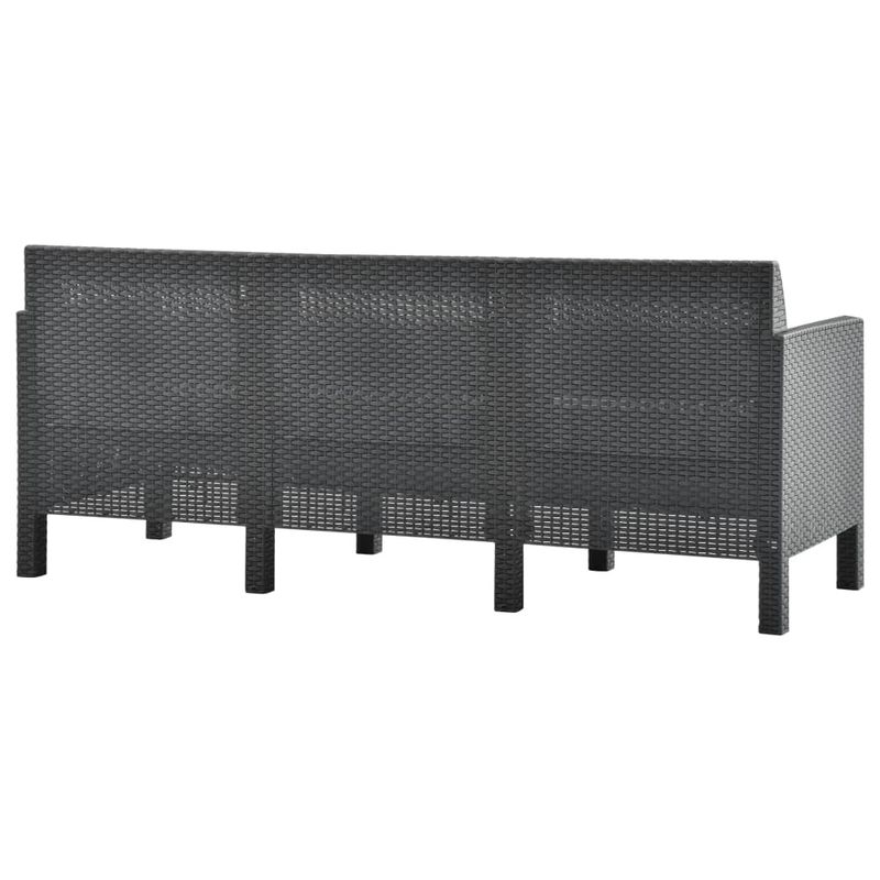 2 Piece Patio Lounge Set with Cushions PP Rattan Anthracite_voghion.com