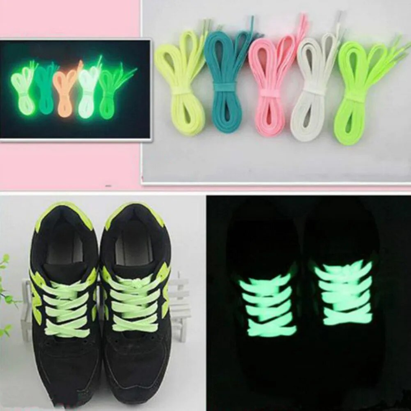 1 paio di lacci per scarpe fluorescenti di colore fluorescente che si illuminano al buio, per sport atletici, vendita calda_voghion.com