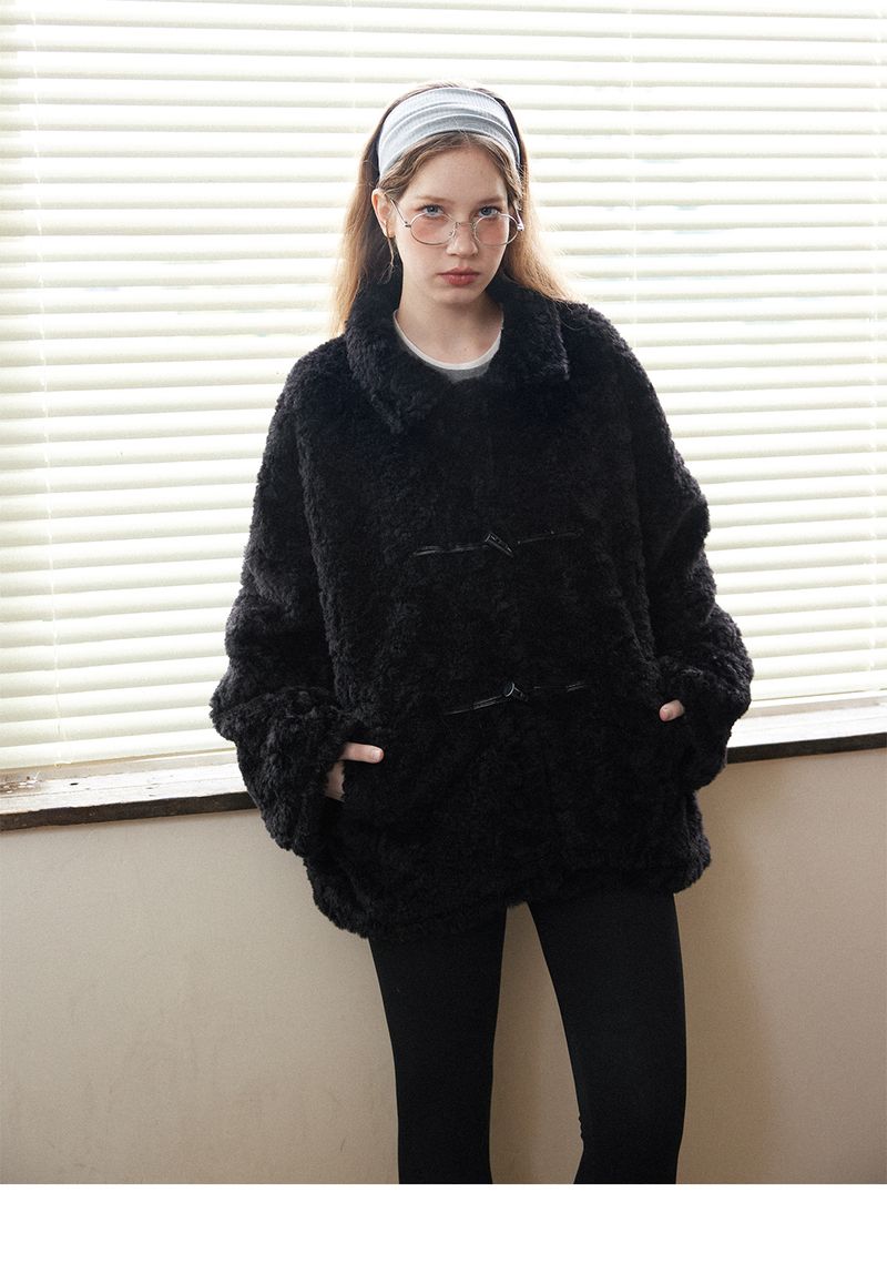Beikastudios Sobekka American Style Shearling With Turn-Down Collar, Casual Thickened Fur Coat_voghion.com