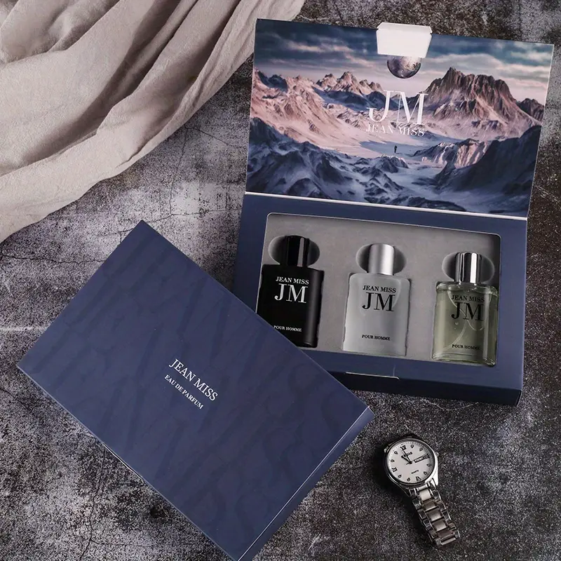 Conjunto de perfume masculino para presente, notas florais amadeiradas, fragrância refrescante e duradoura, eau de perfume para namoro e dia a dia, um presente perfeito para ele_voghion.com