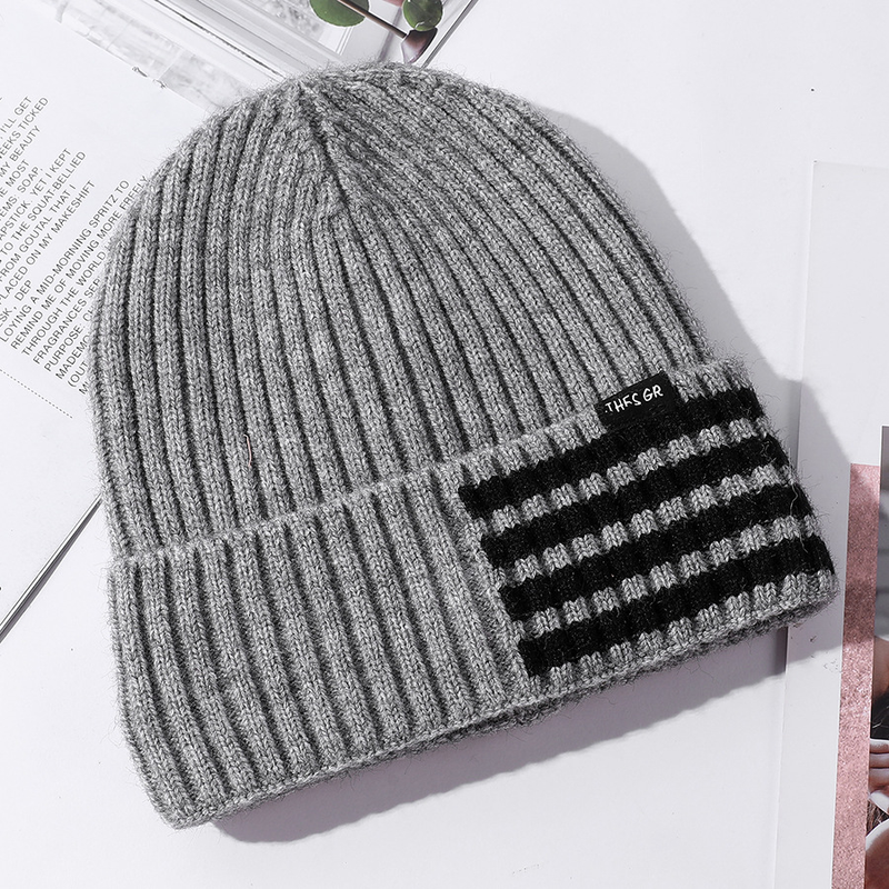 Cappello lavorato a maglia per maglione invernale da uomo con protezione per le orecchie spessa con elevata elasticità, tinta unita, peluche e caldo cappello da ciclismo per esterni_voghion.com