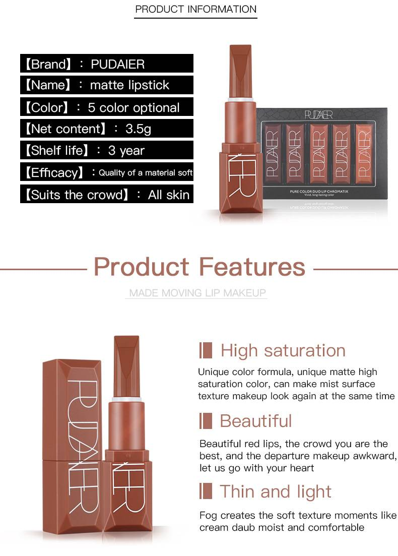 5 Lipsticks Matte Pumpkin Lip Gloss Eat earthy lip gloss lip glaze lipstick set_voghion.com