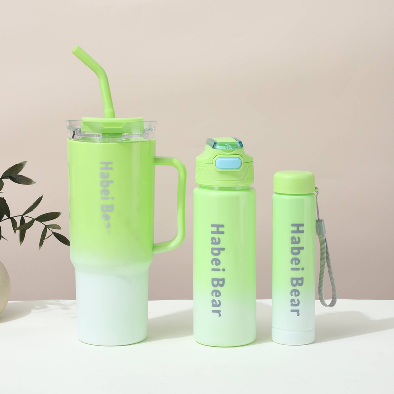 40oz Car Cup Gradient Color Water Cup Portable Handheld Plastic Cup High Value Straw Cup Three Piece Kettle_voghion.com