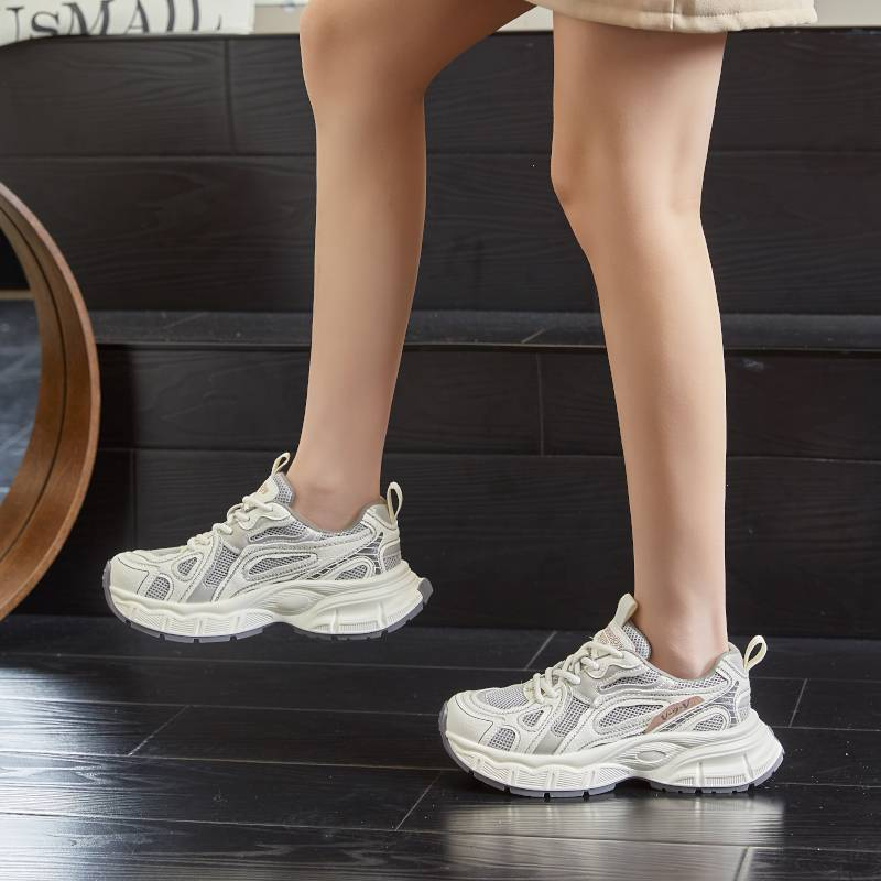 Mingliu Sugefilmsåle pappasko kvinner 2025 vår nye høydeøkende sportssko kvinner tykksåle løpesko avslappet allsidig damesko_voghion.com