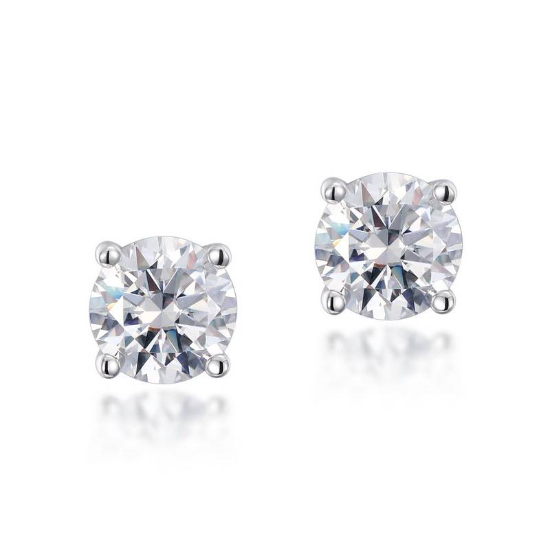 Shining 1ct S Sier Four Claw Inlaid With Colored Dias Moissanite Earrings Simple Style_voghion.com
