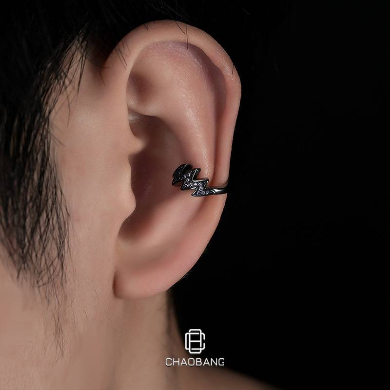 Clip Earrings Lightning Zircon Ear Clips For Men, Versatile Design Accessories, Simple And No Piercing Personality Earrings For Women_voghion.com