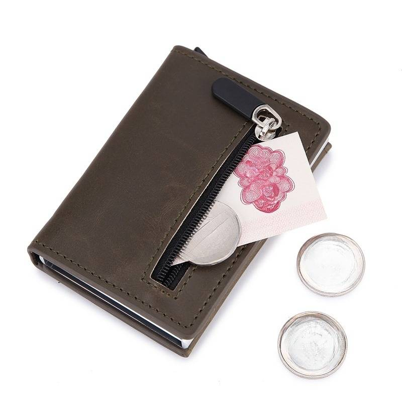 Tarjetero automático antirrobo RFID, ultrafino, de metal, con ranuras para múltiples tarjetas, de fibra de carbono._voghion.com