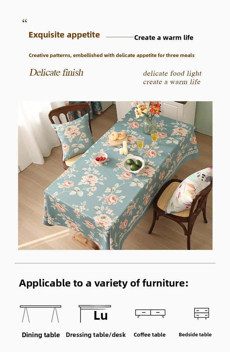 Classic Linen Tablecloth – Waterproof & Oil-Resistant, Durable Cotton Table Cover For Dining & Coffee Tables (Multiple Sizes & Designs)_voghion.com