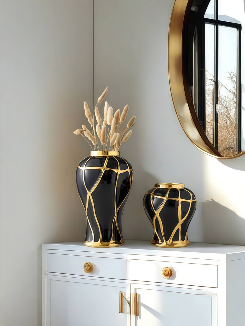 Ceramic Nordic Light Luxury Style Crack Vase Suitable For Living Room Tabletop, Fresh Flowers, Dried Flowers, Atmosphere Decoration, Ornament_voghion.com