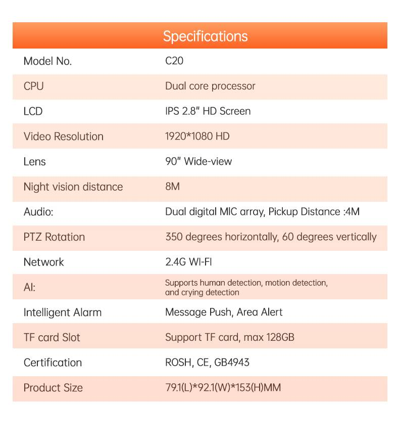 Two-way Visual Video Camera With Voice Call, One-touch Call, Home Night Vision WiFi Surveillance Camera_voghion.com