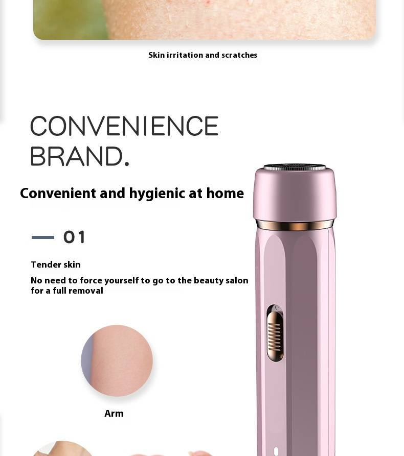 Mini depilatore elettrico portatile ricaricabile tramite USB per donne - Pelle liscia e indolore con design adatto ai viaggi (bianco/rosa)_voghion.com