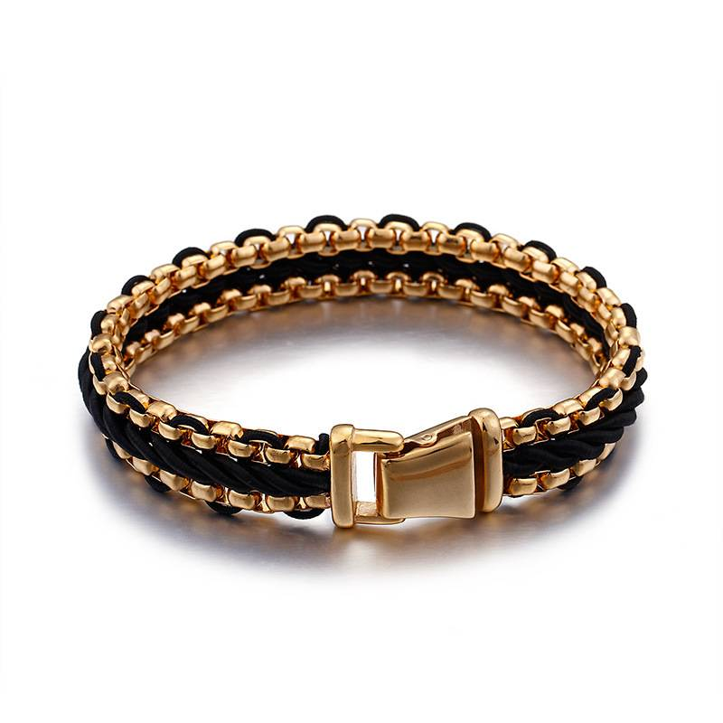 Bracciale da uomo in acciaio al titanio con catena a corda - Design geometrico, resistente ed elegante, gioiello unisex per regali e uso quotidiano_voghion.com