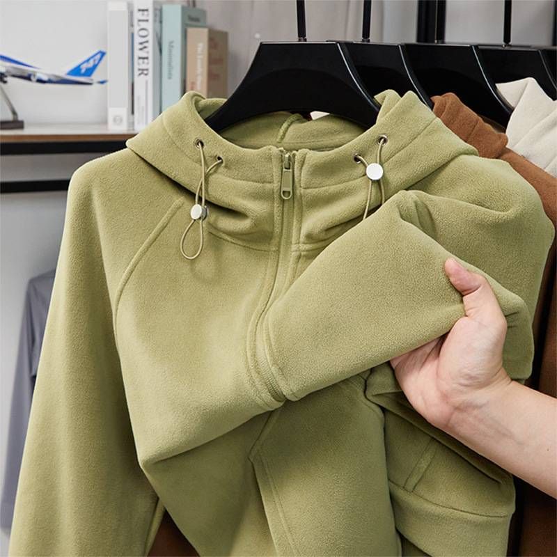 Herrenbekleidung Fleecejacke Herbst- und Winterfleecejacke mit Kapuze, warmer Winterpullovermantel, locker sitzendes Freizeit-Sweatshirt für Teenager und Erwachsene_voghion.com