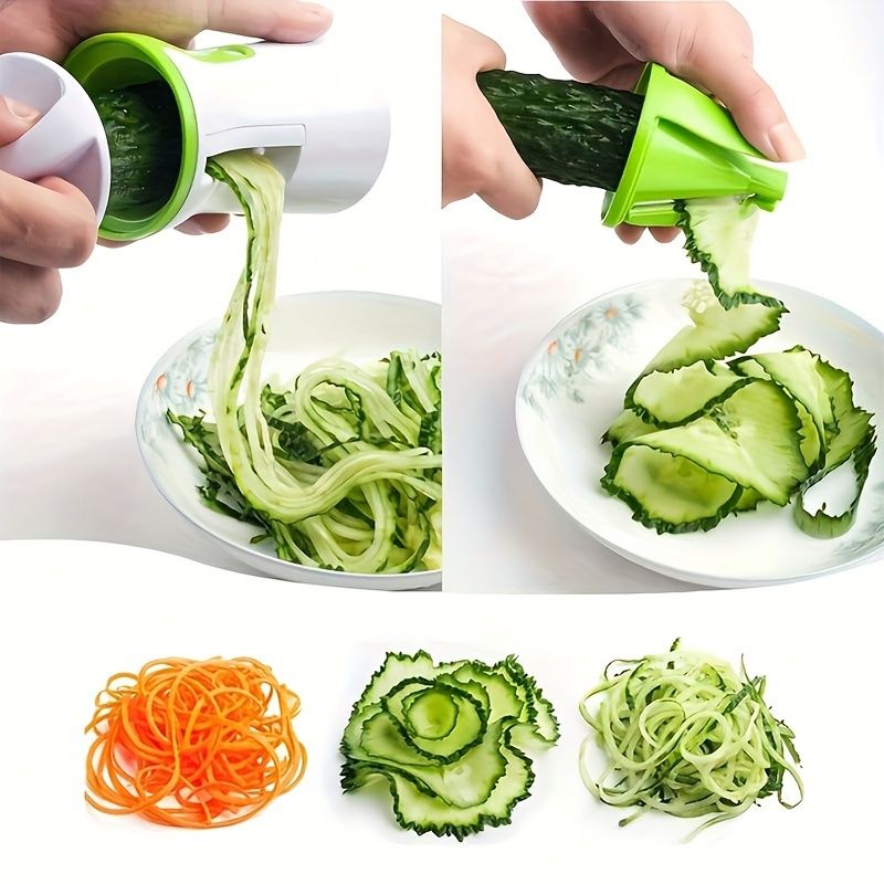 Juego de cortador en espiral de acero inoxidable: cortador manual de frutas y verduras, adecuado para pepinos, zanahorias, etc. Adecuado para cocinas familiares y restaurantes_voghion.com