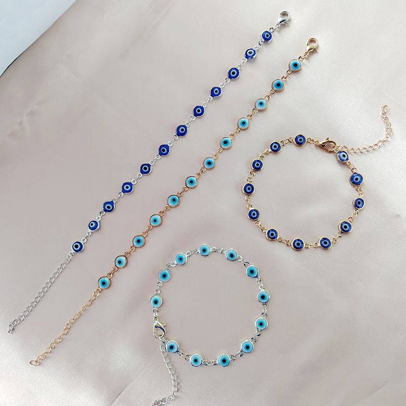 Braccialetto del diavolo alla moda per donna, in lega, con goccia d'olio, con occhio blu turco, catena da polso_voghion.com
