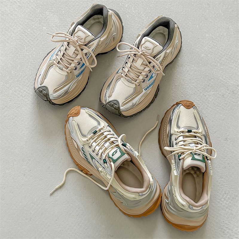 Yaz 2024 Yeni Nefes Alabilen File Çift Erkek Moda Günlük Spor Baba Ayakkabıları_voghion.com