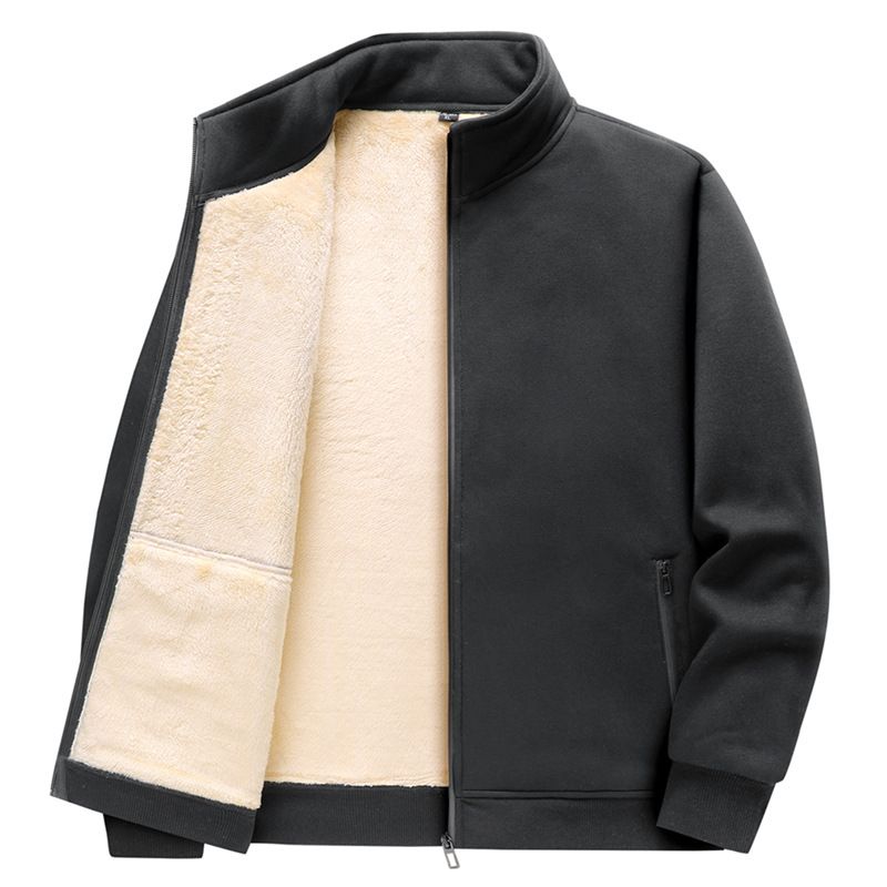 Cordjacke Herren Stehkragen Lammwolle Thermojacke Herren Fleece_voghion.com
