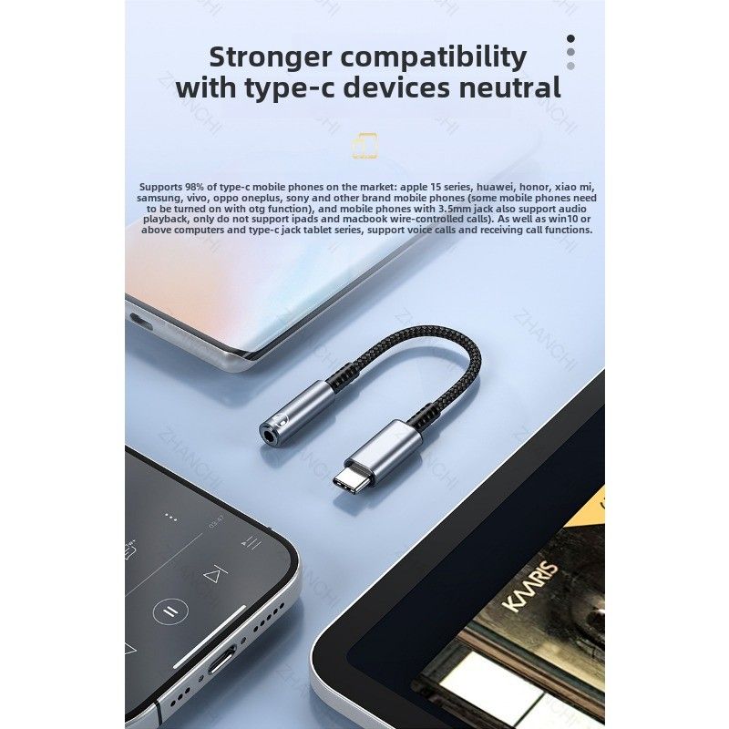 Kopfhöreradapterkabel DAC Digital-Audiokabel Typ C auf 3,5 Dekodierungsadapterkabel 3,5 für Android Huawei_voghion.com
