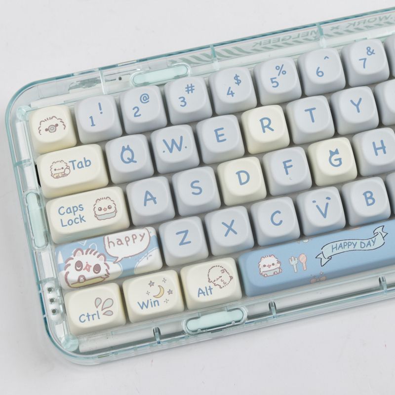 syct Kleine MOA Hoogte Schattige Meow Kubus Kleurstofgesublimeerd Wit En Blauw Kattenthema Volledige Set Toetsenbordtoetsen_voghion.com