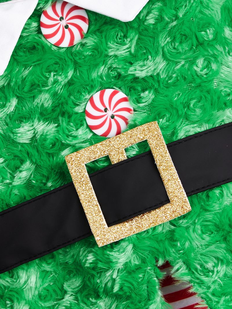 Christmas belt button horizontal slim-fit beautiful red green Christmas teddy Bichon dog fleece coat_voghion.com