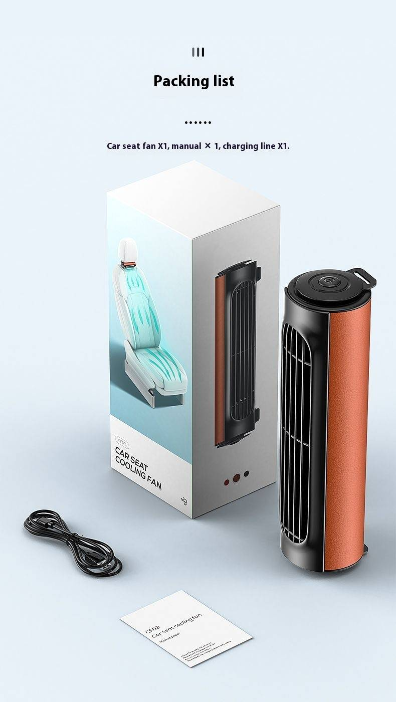 Ventilatore per sedile auto, USB, portatile, design con cordino, alimentazione eolica a 3 velocità_voghion.com