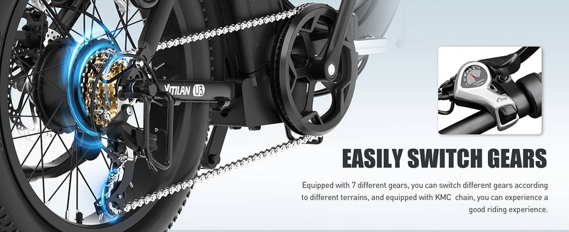 VITILAN U3 Elektrofahrrad für Erwachsene 20" Fat Tire Ebikes Faltbares Elektrofahrrad 750W, 48V 13Ah Step Thru E-Bike 7-Gang_voghion.com