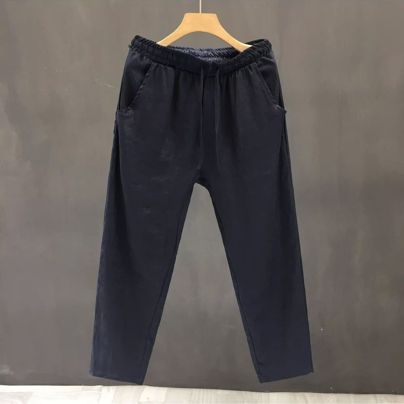 Men's Clothing Linen Pants Summer Thin Breathable Cotton And Linen Pants Casual Pants Straight Loose Nine Point Pants_voghion.com