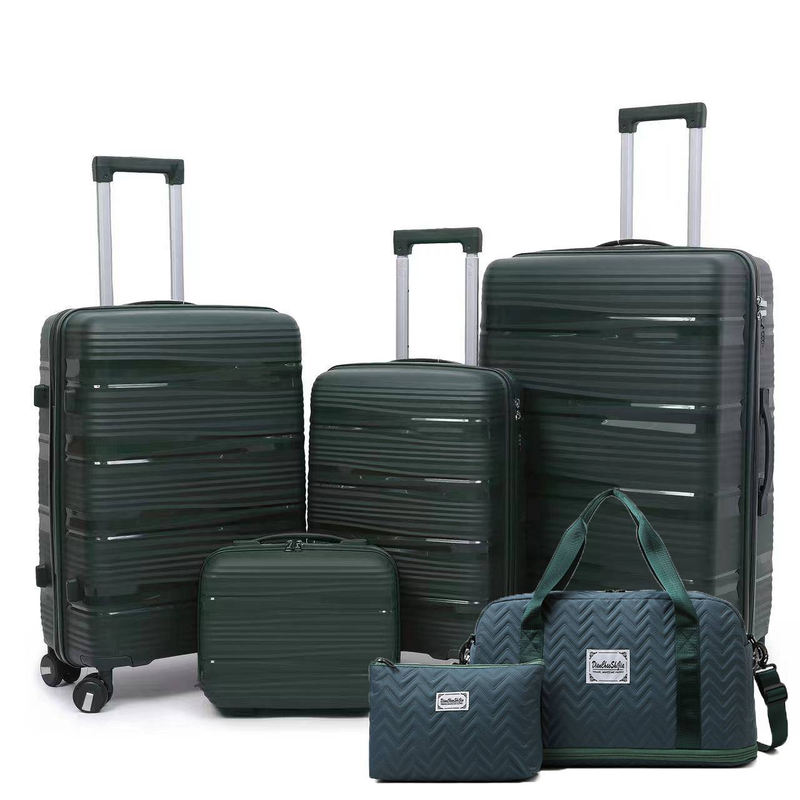 Valigia in PP da 13+20+24+28 pollici, antideflagrante, con cerniera, ruote universali, borsa da viaggio, set di cosmetici_voghion.com