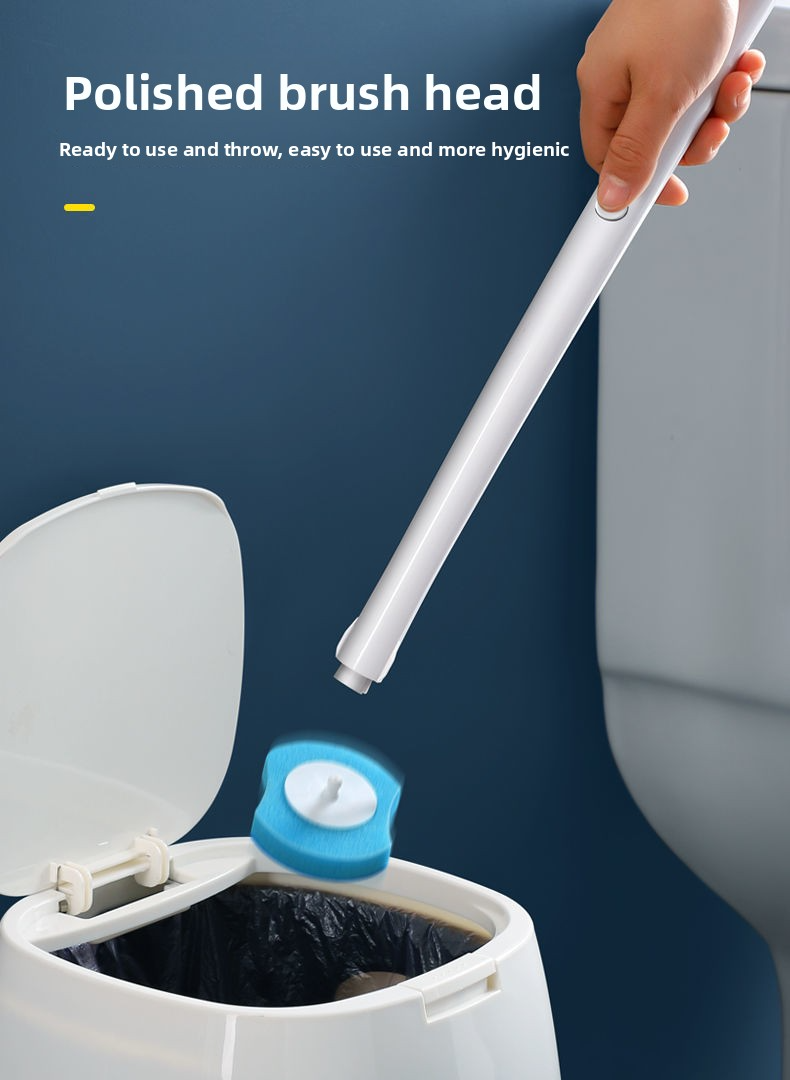 Disposable Toilet Brush Set With 8 Replaceable Heads, Wall-Mounted Angle Cleaner For Bathroom – Modern & Hygienic Grey/Black_voghion.com
