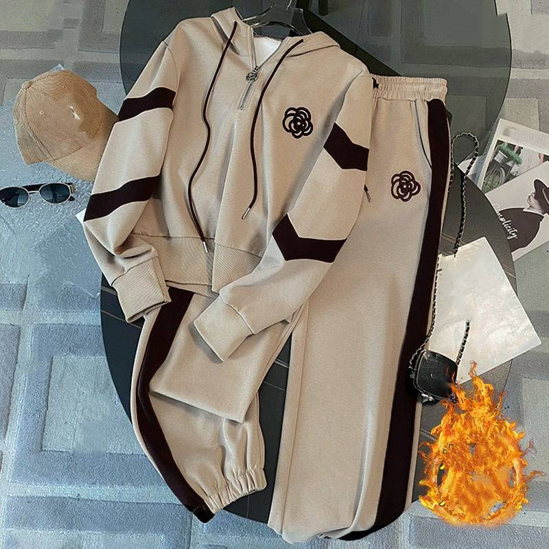 Elegant Solid-Color Hoodie Set – Long-Sleeve Lounge-to-Office Coordinated Outfit (S-3XL)_voghion.com