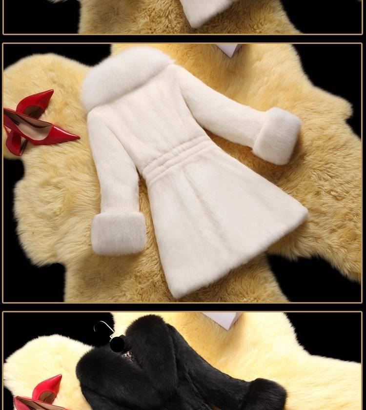 Women's Clothing Rex Rabbit Fur Women's Fur Coat Mid Length New Arrival Large Fox Fur Collar Imitation Mink Fur Coat Imitation Fur_voghion.com