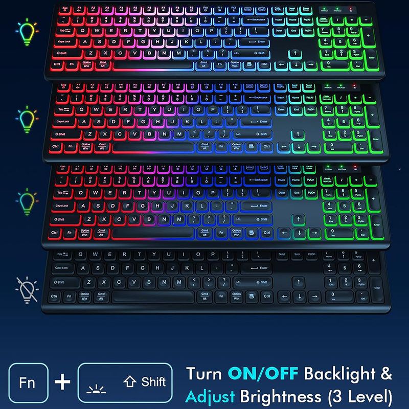 Wireless Keyboard And Mouse Combo RGB Backlit, Rechargeable Light Up Letters, Full-Size, Ergonomic, Sleep Mode, 2.4GHz_voghion.com