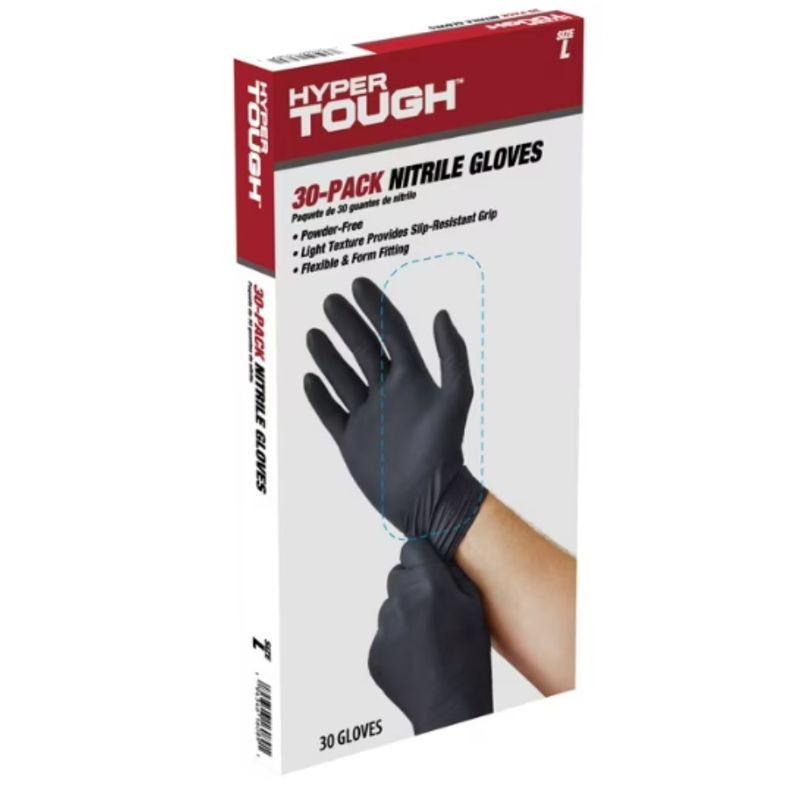 Large Disposable 30CT Fits Most Hyper Tough Gloves Size One Size Nitrile_voghion.com